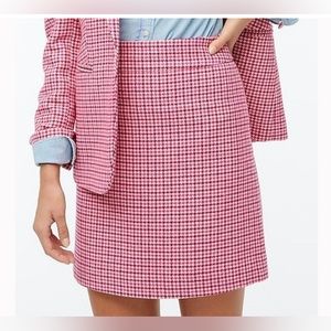 J. Crew Houndstooth Wool Blend Skirt in Pink/Purple